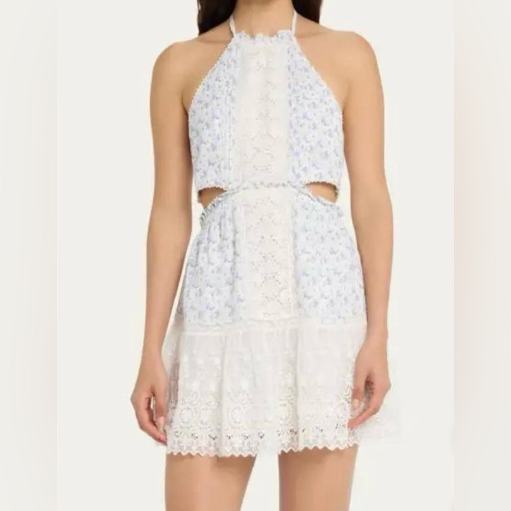 NWT LoveShackFancy KESIA Embroidered Lace Halter Floral Midi Dress Size M